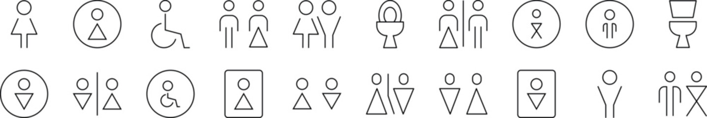 Toilet Related Icon Set. Editable Stroke. Perfect for Web Sites, Books, Cards, Apps