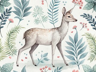 Elegant Animal Watercolor Living Room Decor - AI Art