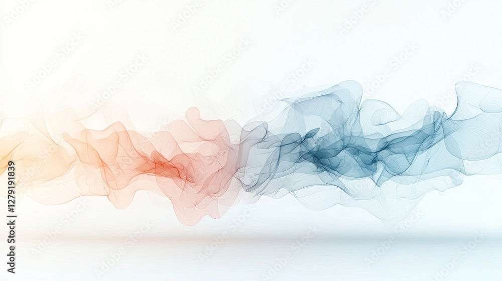 Poster dynamic flow of colorful smoke waves abstract art digital artwork minimalist design close-up view co