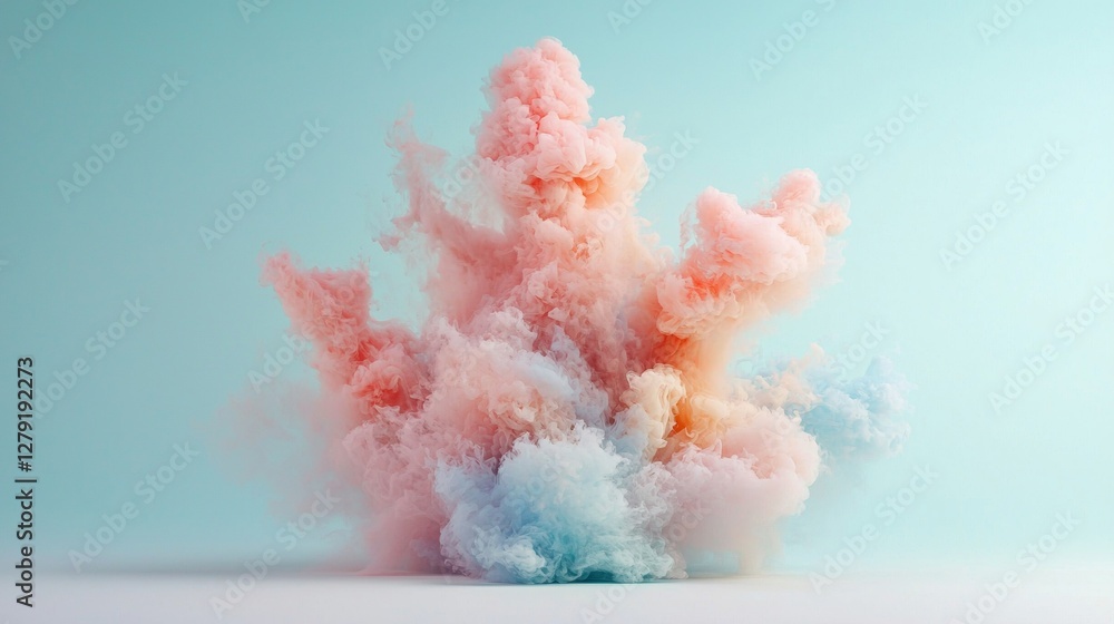 Poster colorful smoke explosion artistry in creative studio visual content displaying soft textures in calm