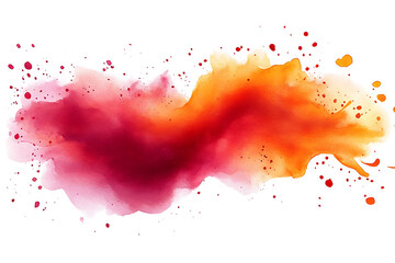 Vibrant watercolor splash with red and orange colors. Isolated on transparent background. PNG