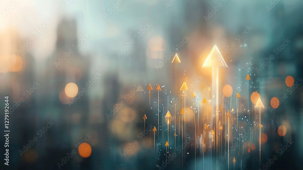 Aufkleber dynamic growth indicators urban cityscape digital abstract art high-tech environment aerial perspect