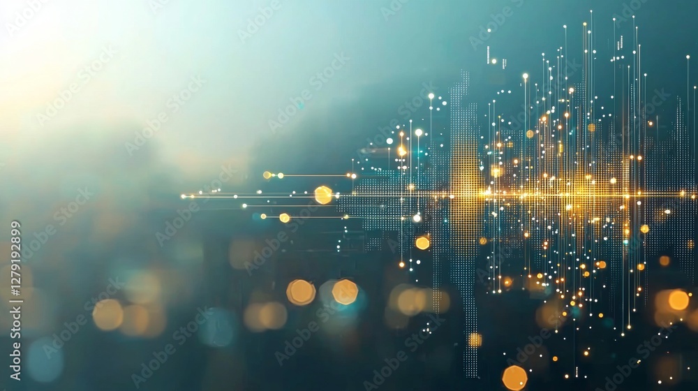 Aufkleber dynamic digital audio visualization modern urban environment abstract graphic design high-resolution