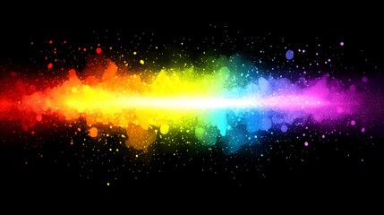 Obraz premium Abstract Rainbow Explosion with Vibrant Light and Spectrum of Colors on a Dark Background