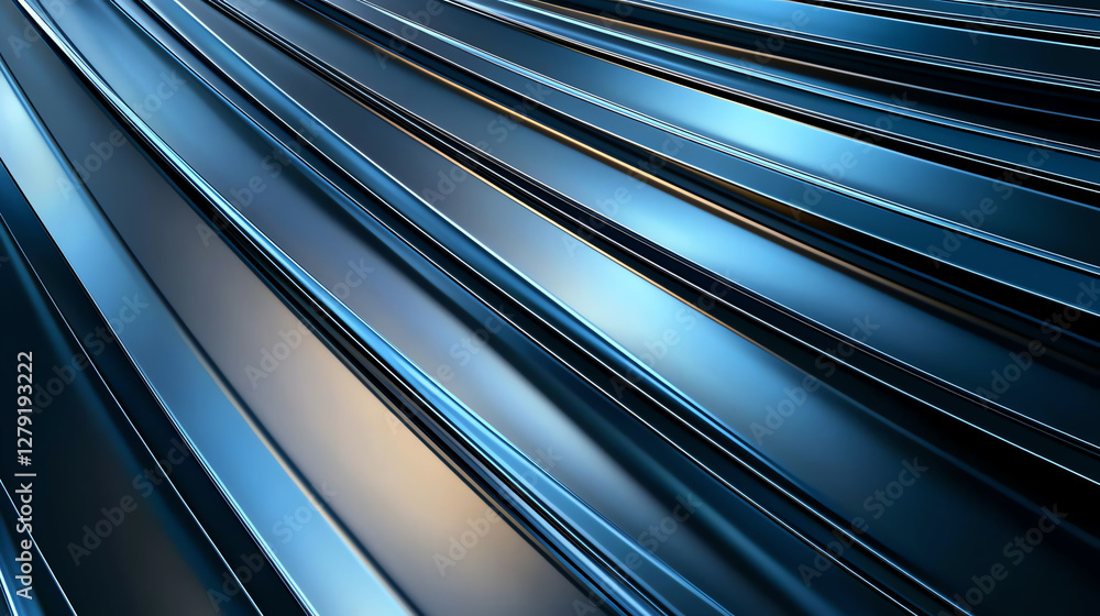 Poster sleek metallic surface with curved, reflective panels creating dynamic visual effect. interplay of l