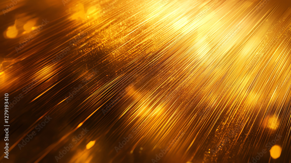 Poster golden abstract background with shiny streaks and bokeh effect