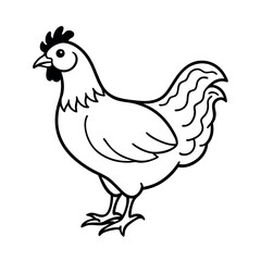 Cute Chicken Outline Vector for Creative Applications