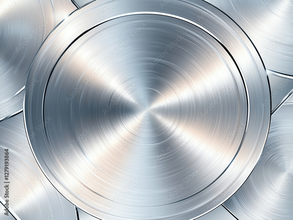 Poster shiny circular brushed aluminum metal texture with smooth finish, creating modern and sleek appearan