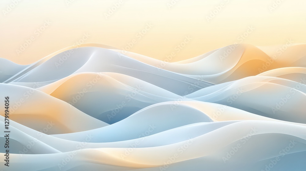 Poster abstract wave pattern with soft pastel colors: serene and minimalist