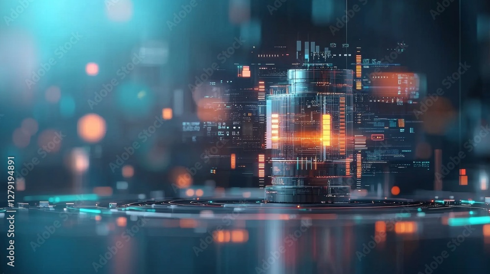 Poster data processing innovation showcased through advanced digital display technology urban environment a