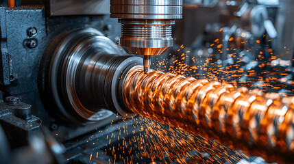 Precision metal lathe machining car engine parts with cutting tools industrial workshop manufacturing process close-up view engineering excellence