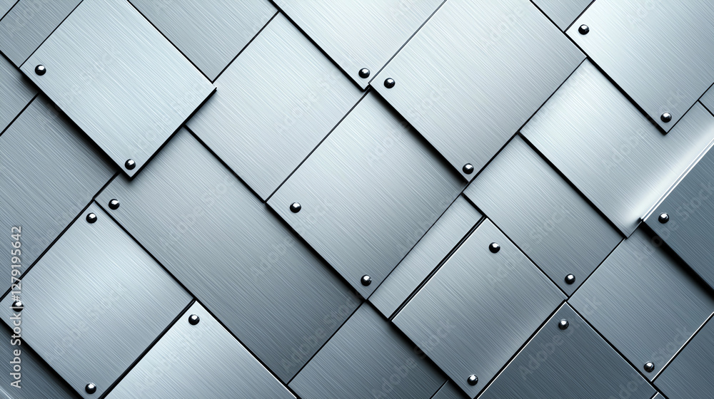 Aufkleber brushed stainless steel plate sheet with rivets, creating modern and industrial look. texture and pa
