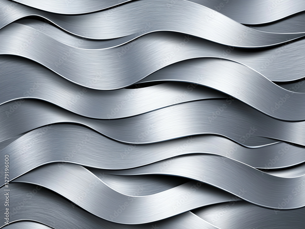 Poster brushed metallic gray texture with wavy patterns creates sleek and modern look. this silver surface 