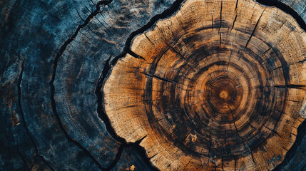 Close up of a cross section of a tree trunk