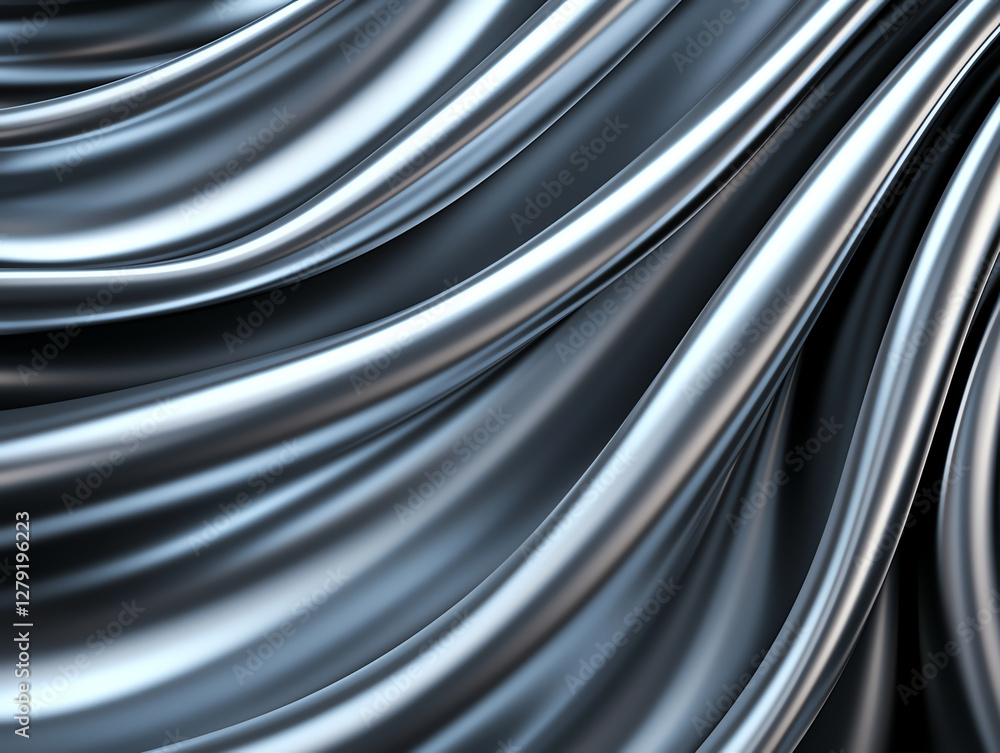 Aufkleber sleek metallic gray fabric with smooth, flowing curves and reflective texture. elegant design create