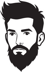 handsome man hairstyle silhouette, black and white silhouette, vector and illustration