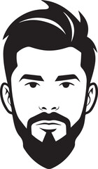 handsome man hairstyle silhouette, black and white silhouette, vector and illustration