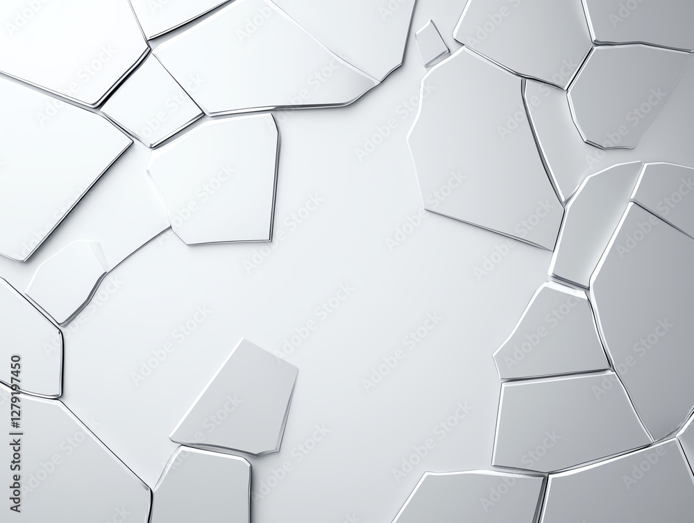 Poster shattered silver mirror pieces create modern, abstract background with smooth texture. reflective su