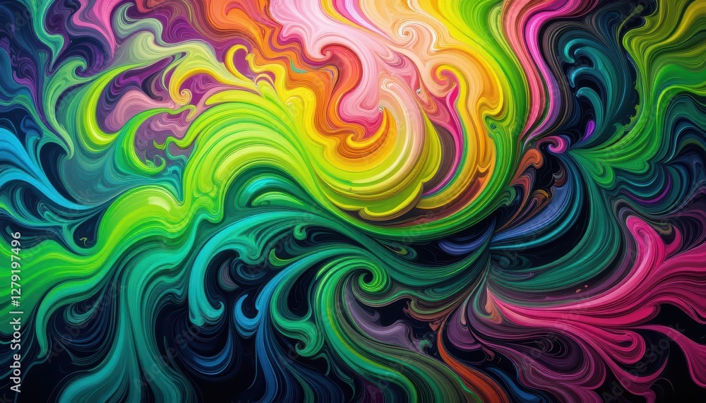 Poster vibrant abstract swirling colors in a dynamic flowing pattern