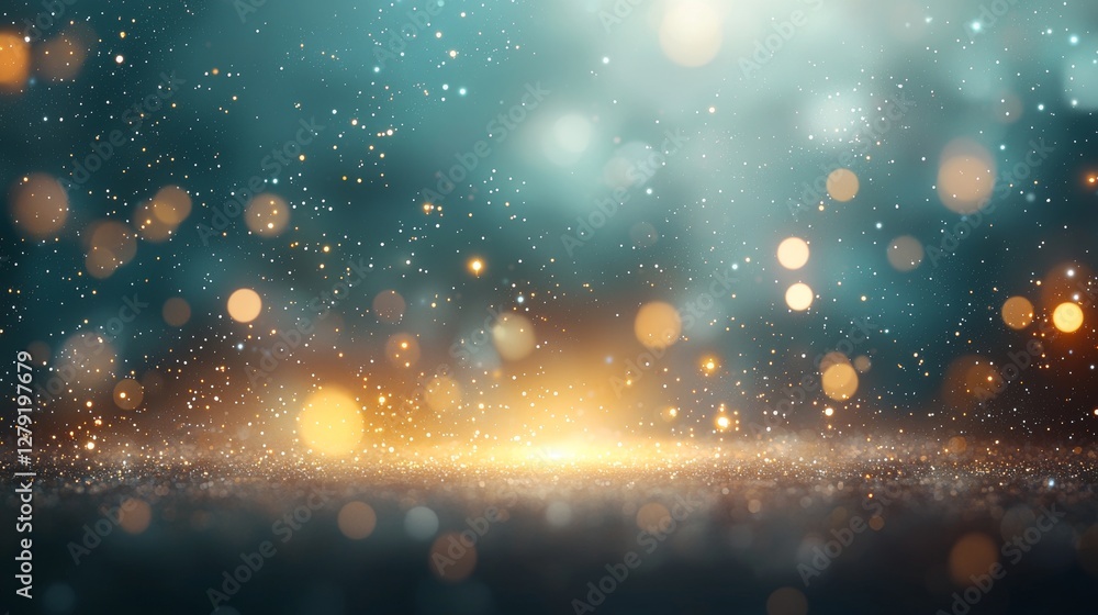 Poster illumination of sparkling particles abstract background digital art ethereal environment close-up vi