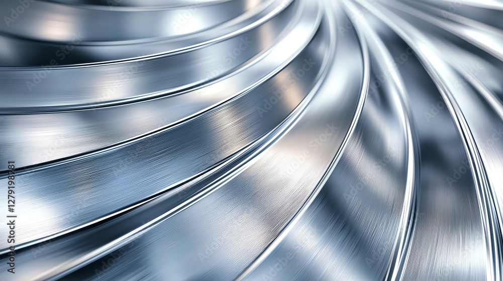 Poster shiny aluminum metal texture with circular patterns, creating dynamic and modern look. smooth surfac