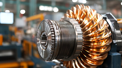 Precision cnc machine cutting turbocharger components in industrial facility high-tech environment close-up view engineering excellence