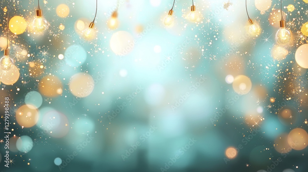 Poster festive light display celebration event abstract bokeh background indoor setting vibrant atmosphere 
