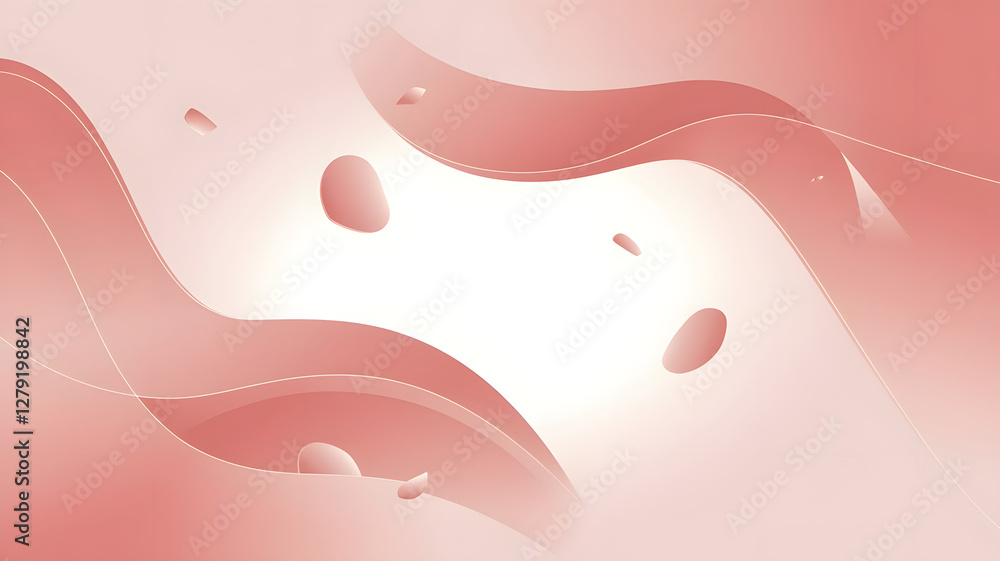 Poster abstract waves: a gentle swirl of abstract, coral-toned waves gracefully intertwine and overlap, com