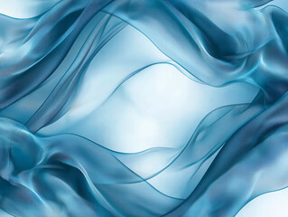 Obraz premium Translucent blue fabric waves create serene and calming atmosphere, perfect for backgrounds or design elements. soft texture and flowing movement evoke sense of tranquility