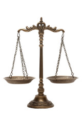 Isolated ornate vintage scales of justice