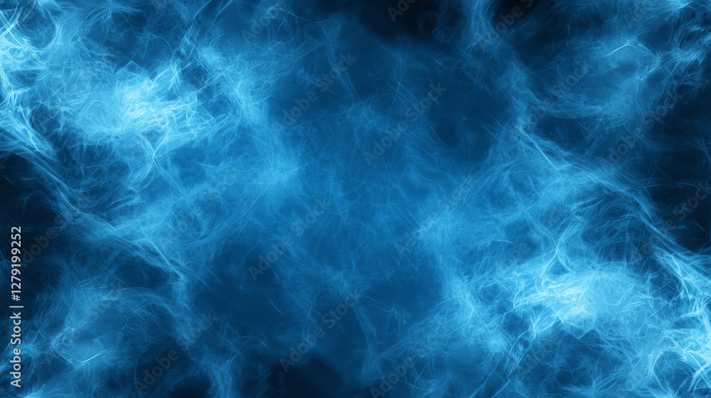 Poster abstract blue background with swirling patterns and textures, creating dreamy and ethereal atmospher