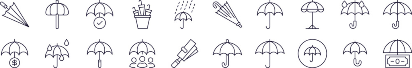 Umbrella Outline Simple Linear Image Collection. Editable Stroke. Perfect for Web Sites, Books, Cards, Apps © RaulAlmu