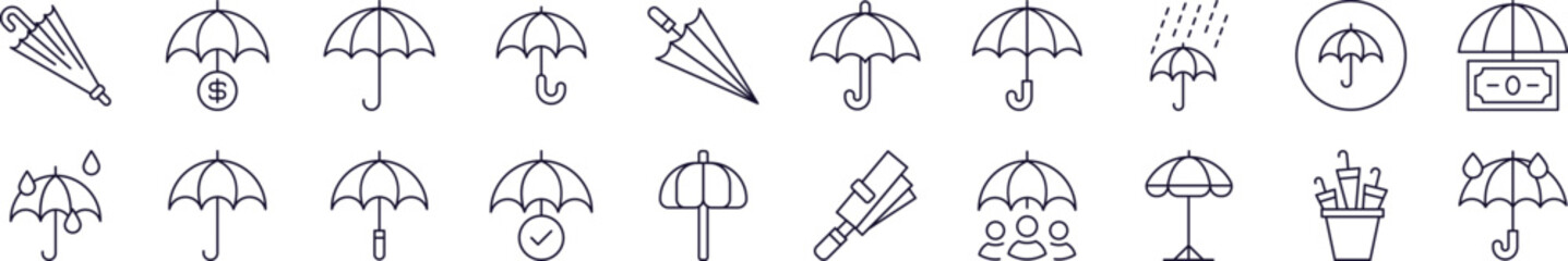 Umbrella Set of Thin Icons. Editable Stroke. Perfect for Web Sites, Books, Cards, Apps © RaulAlmu