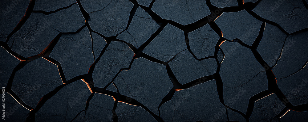 Poster cracked dark surface with visible texture and patterns, creating abstract background. interplay of l