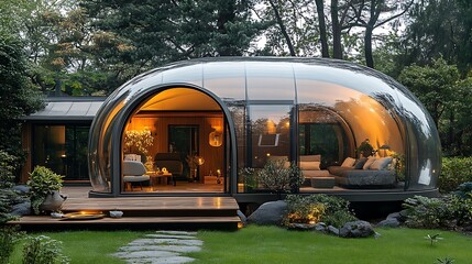 Family home under a glowing transparent dome depicting safety and care