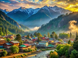 Himalayan Foothills Town - Pahalgam Kashmir - Low Light