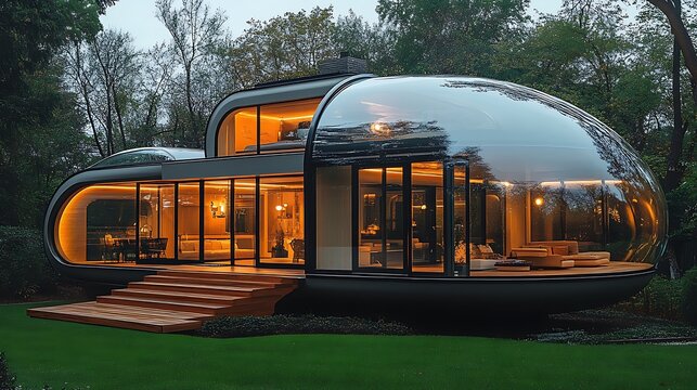 Family home under a glowing transparent dome depicting safety and care