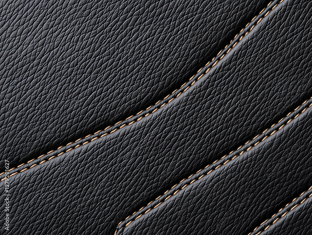 Poster textured black leather with contrasting stitching creates sophisticated and modern look. abstract pa