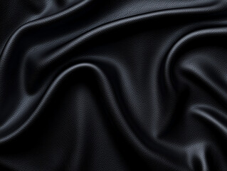Fototapeta premium Luxurious black leather texture with smooth, wavy appearance, showcasing depth and richness. Ideal for fashion, upholstery, and design projects