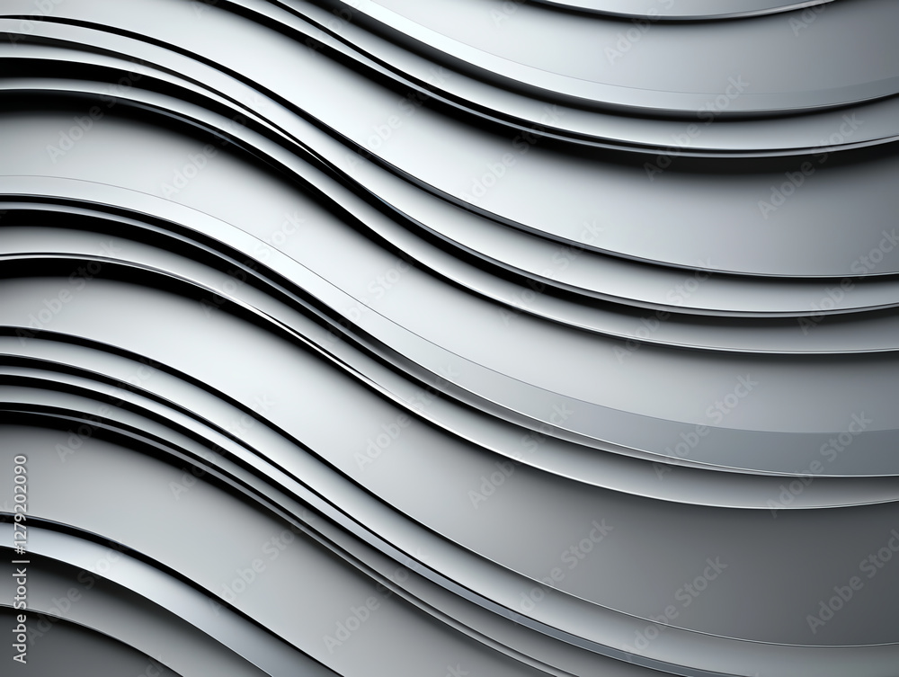 Poster sleek metallic waves create modern abstract background with smooth texture. design features flowing 