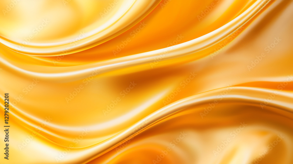 Poster luxurious golden silk texture with smooth, flowing ripples, creating elegant and shiny appearance. p