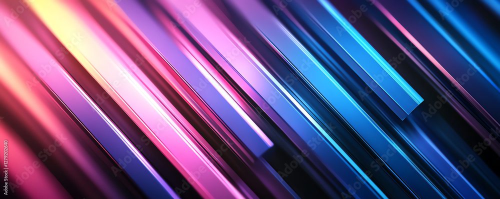 Poster abstract gradient lines in vibrant blue and pink hues create dynamic visual effect, showcasing moder