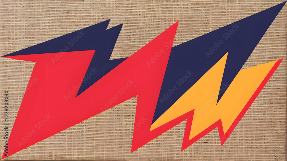 Poster abstract composition on canvas: a vibrant and dynamic abstract composition featuring jagged, geometr