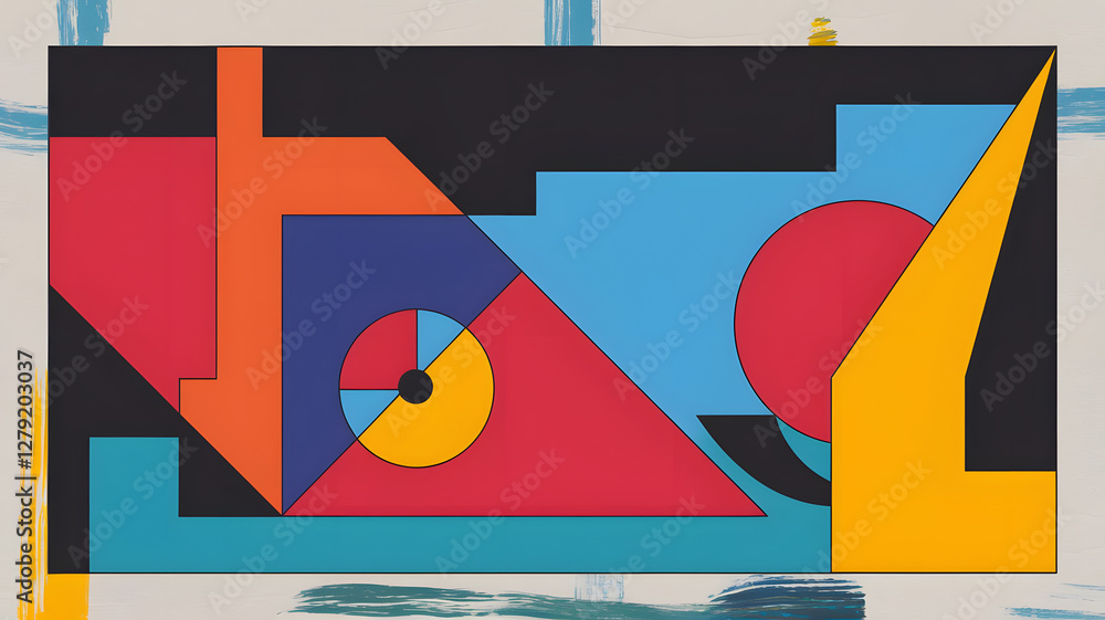Aufkleber abstract geometric composition: a dynamic and captivating abstract composition of geometric shapes, 
