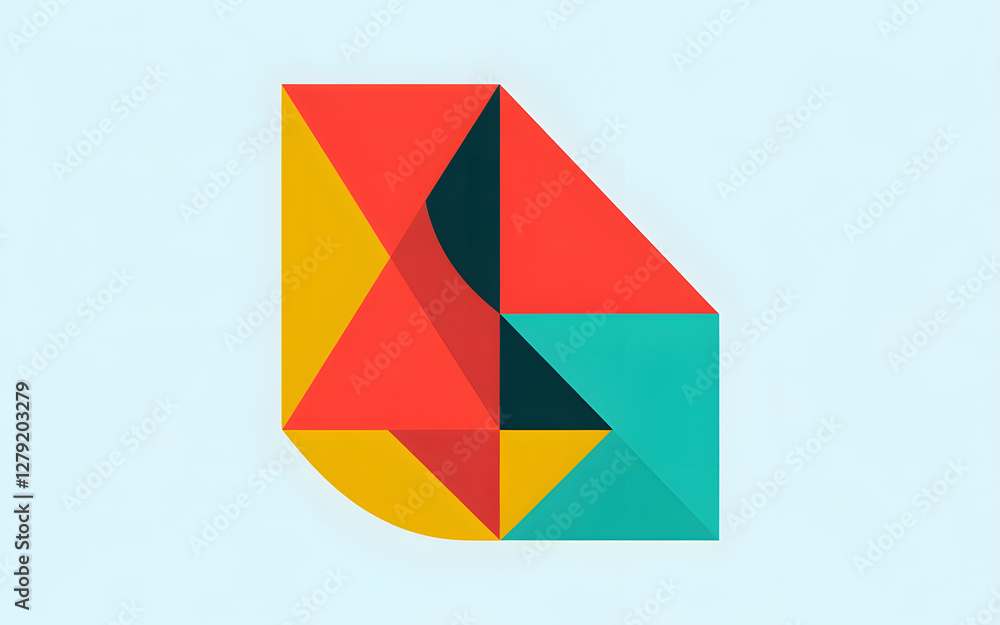 Poster geometric abstraction: a colorful, modern geometric abstract design with sharp angles and dynamic sh