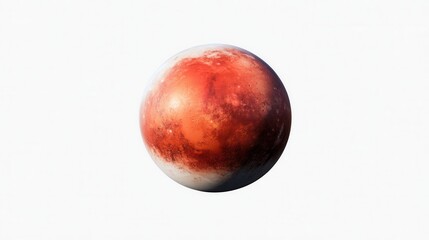 Obraz premium Red and white planet sphere isolated on white background, digital rendering of celestial body with detailed surface texture, 3D illustration of