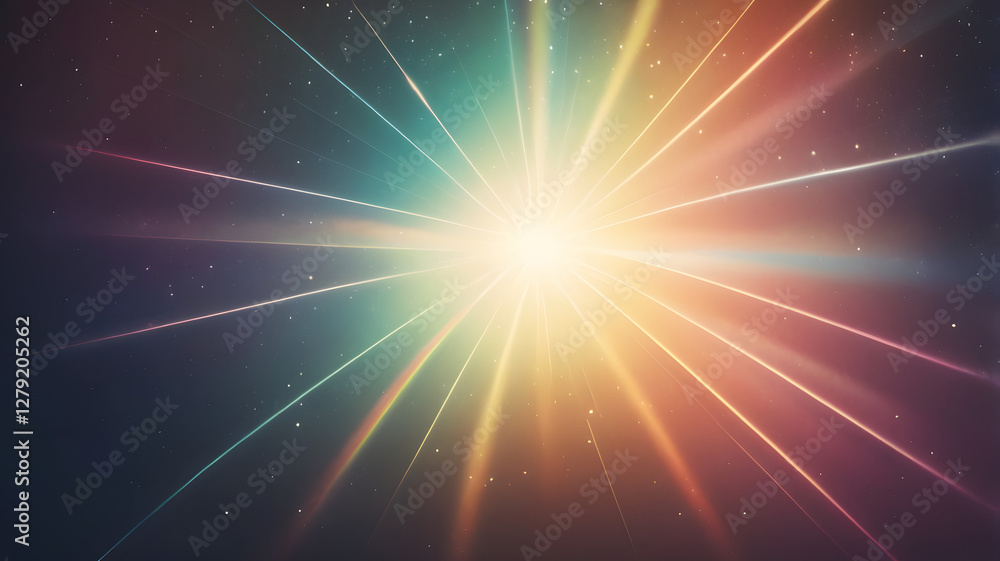Poster burst of energy: a vibrant display of light radiates outward from a central point, creating a mesmer