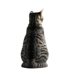 Fototapeta premium Gray tabby cat sitting quietly observing its surroundings a peaceful moment
