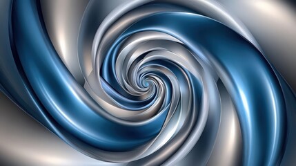Fototapeta premium Elegant Metallic Spiral Abstract Design in Blue and Silver tones