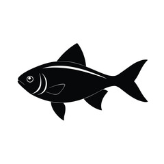 Ember Tetra Silhouette Vector Art and Black Color Design for Ember Tetra Fish